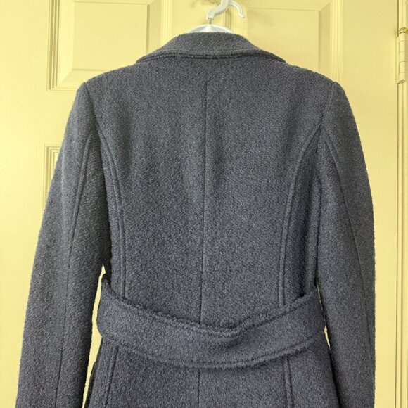 GUESS Blue Wool-Blend Bouclé Coat with Belt, XS - Picture 6 of 12
